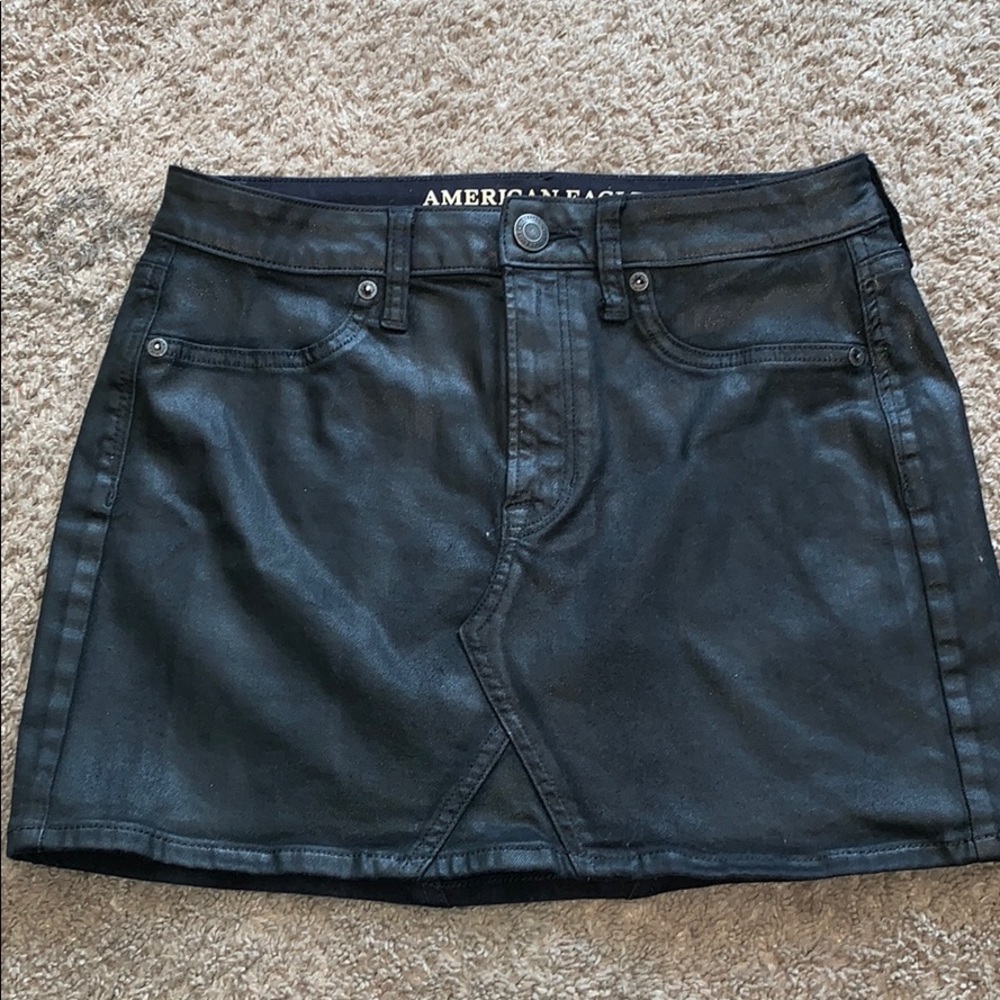 Black fake leather skirt